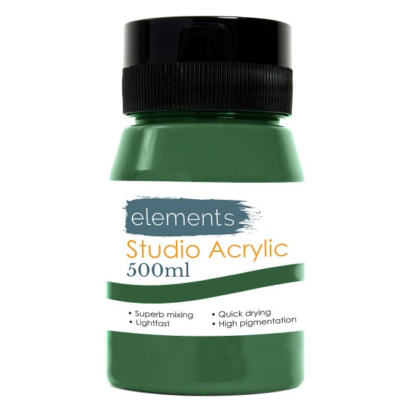 Elements 500ml Studio Acrylic Grass Green