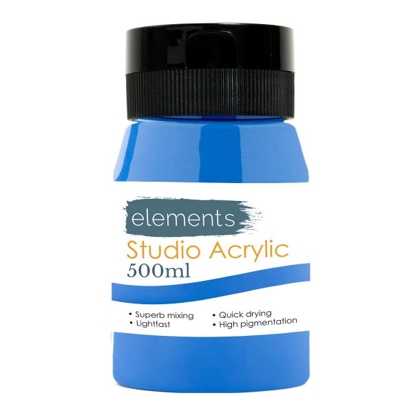 Elements 500ml Studio Acrylic Cobalt Blue